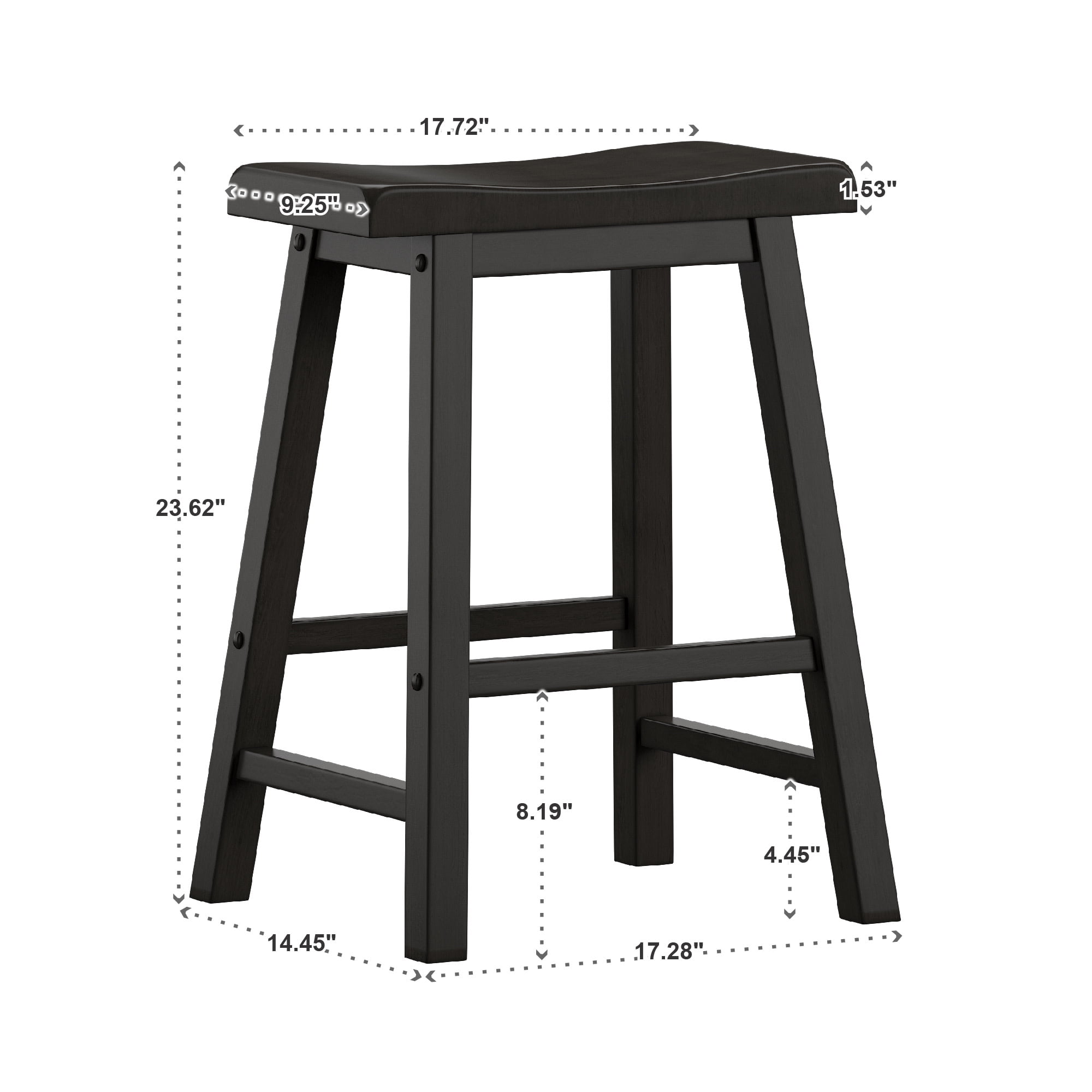 Weston Home Ashby 23 inch Backless Bar Stools, Set of 2, Vulcan Black Finish