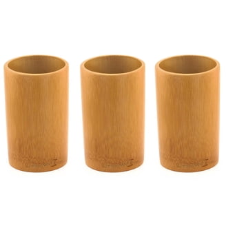 Brick Brown Wooden Cutlery Holder - Pastel Flora Design, 3 Sections, Solid Mango Wood, 8.2x4.2x4 Inch