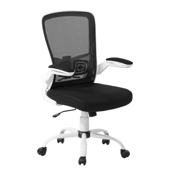 UNICOO® Mid Back Mesh Computer Chair, Office Task Desk Chair, Swivel Home Comfort Chairs with Padded Flip-up Armrests and Adjustable Lumbar Support (RY-N-01-White)