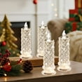 thumbnail image 1 of Rose Shadow LED Crystal Candles, Flameless Flickering Pillar Candles with Rose Projection for Valentine's Wedding Decor (4-Pack), 1 of 8