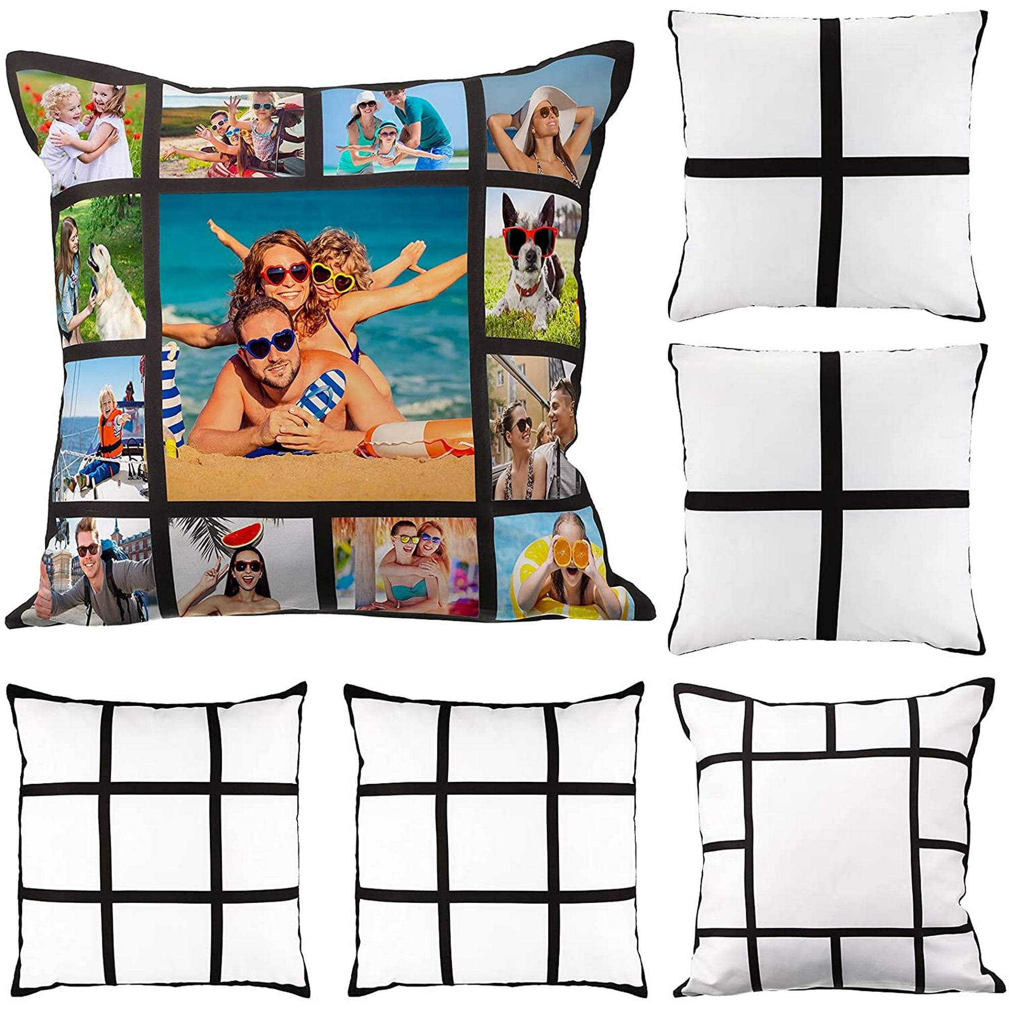 6 Pieces 3 Styles Sublimation Panel Pillow Case Sublimation Blank Polyester Pillow Cases DIY Blanks Pillow Case Blank Cushion Case Throw Pillow Covers