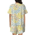 thumbnail image 6 of Uemuo Boho Pattern Women's Short-Sleeved Pajama, Button-Front Loungewear, 2-Piece Summer Sleepwear, Elastic Drawstring Shorts-XX-Large, 6 of 7