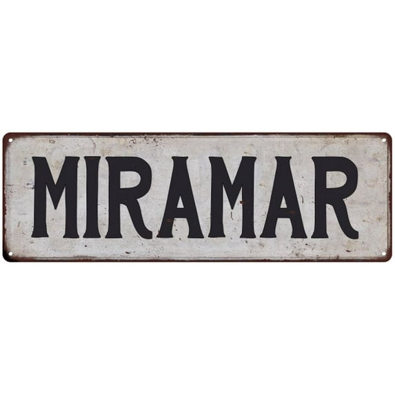 MIRAMAR Vintage Look Rustic Metal City State Sign 8 x 24 Matte Finish Metal 108240041129