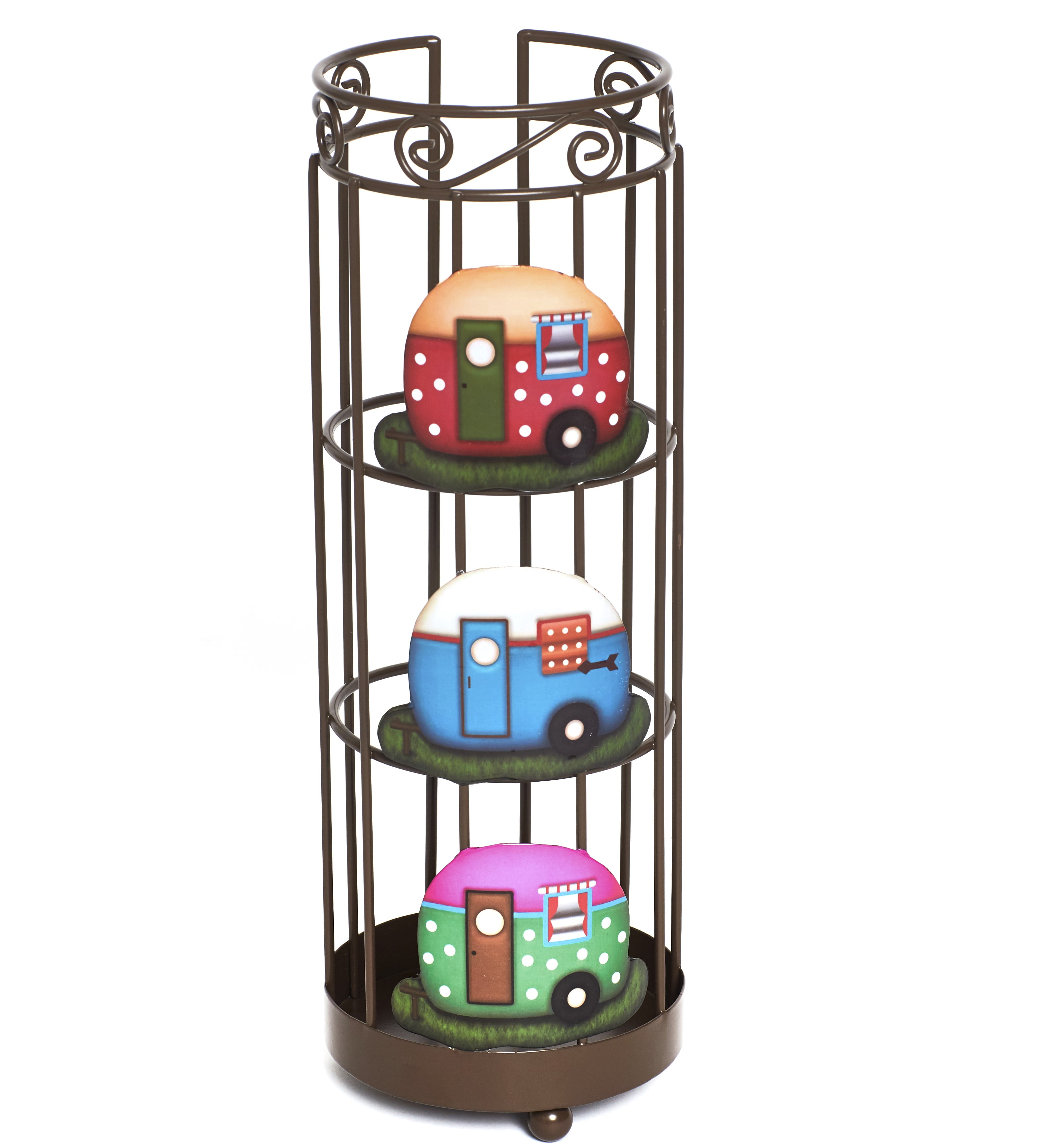 Decorative Coffee Cup Holder Stand with Retro Camper Icons