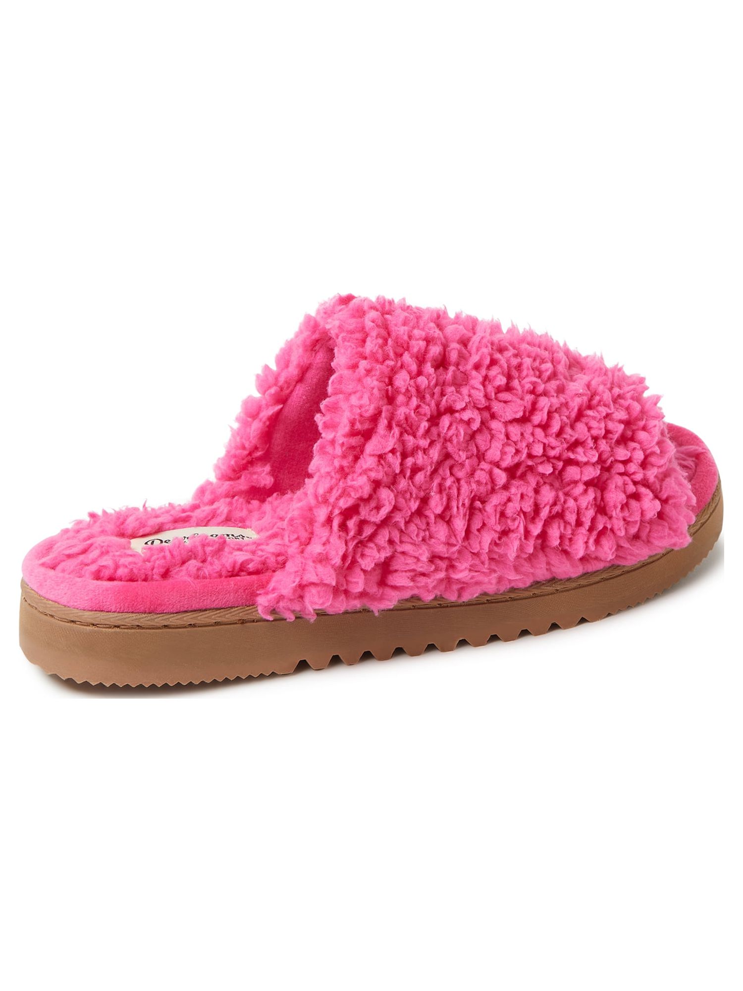 Dearfoams Cozy Comfort Women's Teddy Pile Open Toe Scuff Slippers