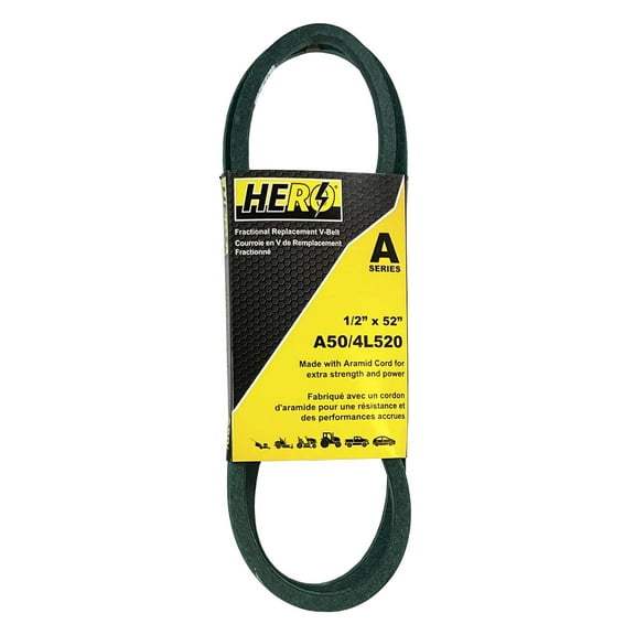 HERO® 1/2 inch x 52 inch Aramid Kevlar Lawn Mower Belt Replacement For Reference A50 4L520