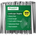 thumbnail image 3 of Amagabeli 6 Inch Garden Stakes Galvanized Landscape Staples 11 Gauge 500 Pack Sod Pins Fence Stakes for Anchoring Weed Barrier Fabric Ground Cover Landscaping Tubing Garden Staples ET006, 3 of 8