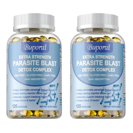 Parasite Blast Detox Complex - with Wormwood, Black Walnut Hull, Clove - Supports Gut Health - 2 Bottles
