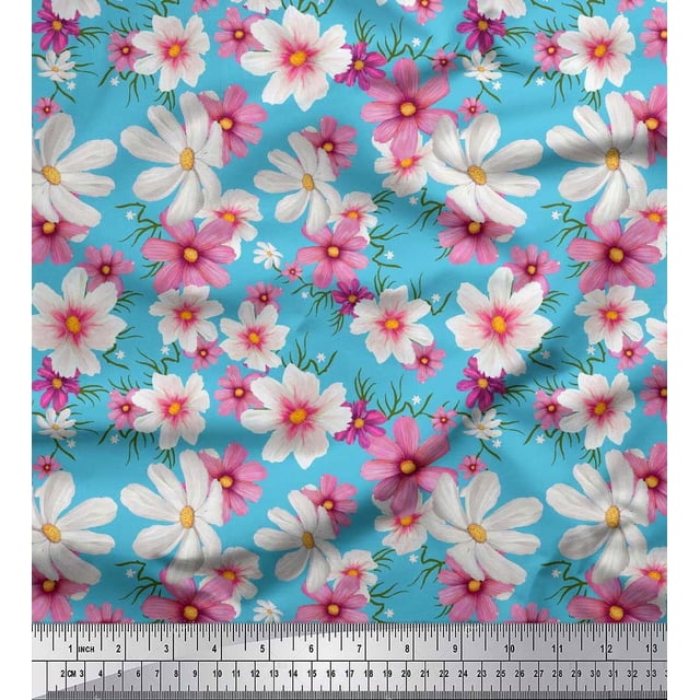 Soimoi Rayon Fabric Cosmos Floral Decor Fabric Printed Yard 56 Inch Wide