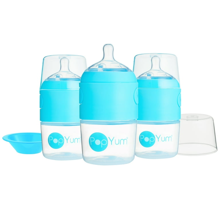 PopYum 5 oz Baby Bottles, Anti-Colic Formula Dispenser, Sky Blue