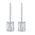 thumbnail image 2 of Rosec Jewels Emerald Cut Moissanite Drop Earrings for Women - 7X9 mm - D-VS1 Grade, 10K White Gold, 2 of 6