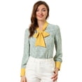 thumbnail image 1 of INSPIRE CHIC Blusa Vintage Con Lazo De Color En Contraste Floral Bohemio Para Mujer Blusas De Mujer Elegantes Azul claro S, 1 of 6