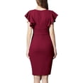 thumbnail image 4 of Evening Dresses for Women Wedding Guest Dresses Women's Sexy Deep V Neck Slit Flared Skirt Dress, 4 of 5