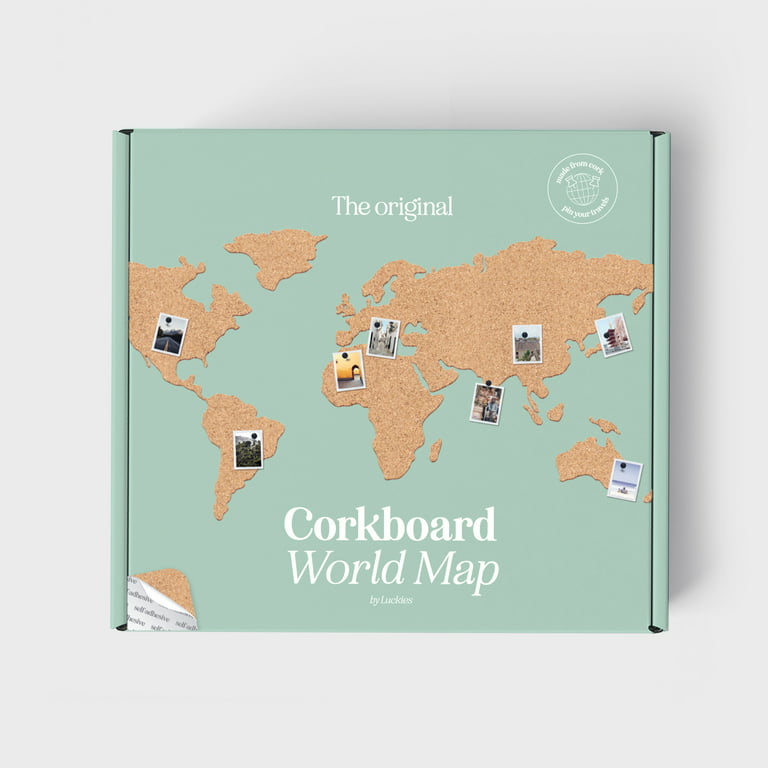Luckies of London World Map Pin Board, Cork Board Map Of The World With  Push Pins, Room Decor, Travel Map Cork Boards For Memories