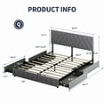 thumbnail image 2 of MUZZ Storage Bed Frame with 4 Drawers on Wheels Platform Bed with Adjustable Diamond Button Tufted Headboard, No Box Spring Needed, Easy Assembly | Queen, Grey, 2 of 7