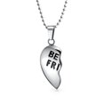 thumbnail image 3 of Bling Jewelry Womens BFF Break Apart 2PC Heart Pendant Necklace - Silver Tone Stainless Steel, 3 of 6