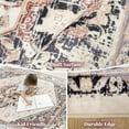 thumbnail image 4 of 6'x6' Round Area Rugs, Machine Washable Non Slip Area Rug for Living Room, Soft Low Pile Vintage Print Pattern Indoor Bedroom Thin Carpet, Khaki, 4 of 5