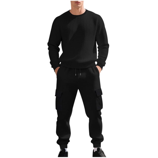Kalauyu Men's Tracksuit 2 Piece Long Sleeve Pullover Jogging Track Suit Athletic Casual Sweatsuit