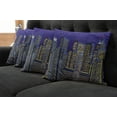 thumbnail image 2 of Ambesonne Cartoon Throw Pillow Cover 4 Pack, Cityscape Square Blue, 16", Dark Blue and Yellow, 2 of 6