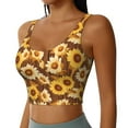 thumbnail image 2 of Pofeuu Brown Wood Grain Sunflower B Print Sports Bra for Women Sexy Vest Yoga Running Gym Fitness Crop Bras Tops-Large, 2 of 8