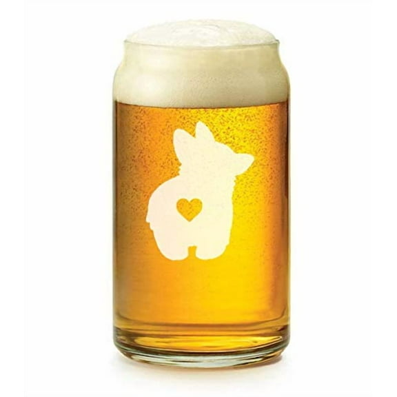16 oz Beer Can Glass Corgi Butt
