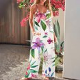 thumbnail image 2 of Women's Loose Sleeveless Jumpsuits Various Flower Print Adjustable Spaghetti Strap Stretchy Long Pant Romper Jumpsuit with Pockets, 2 of 5