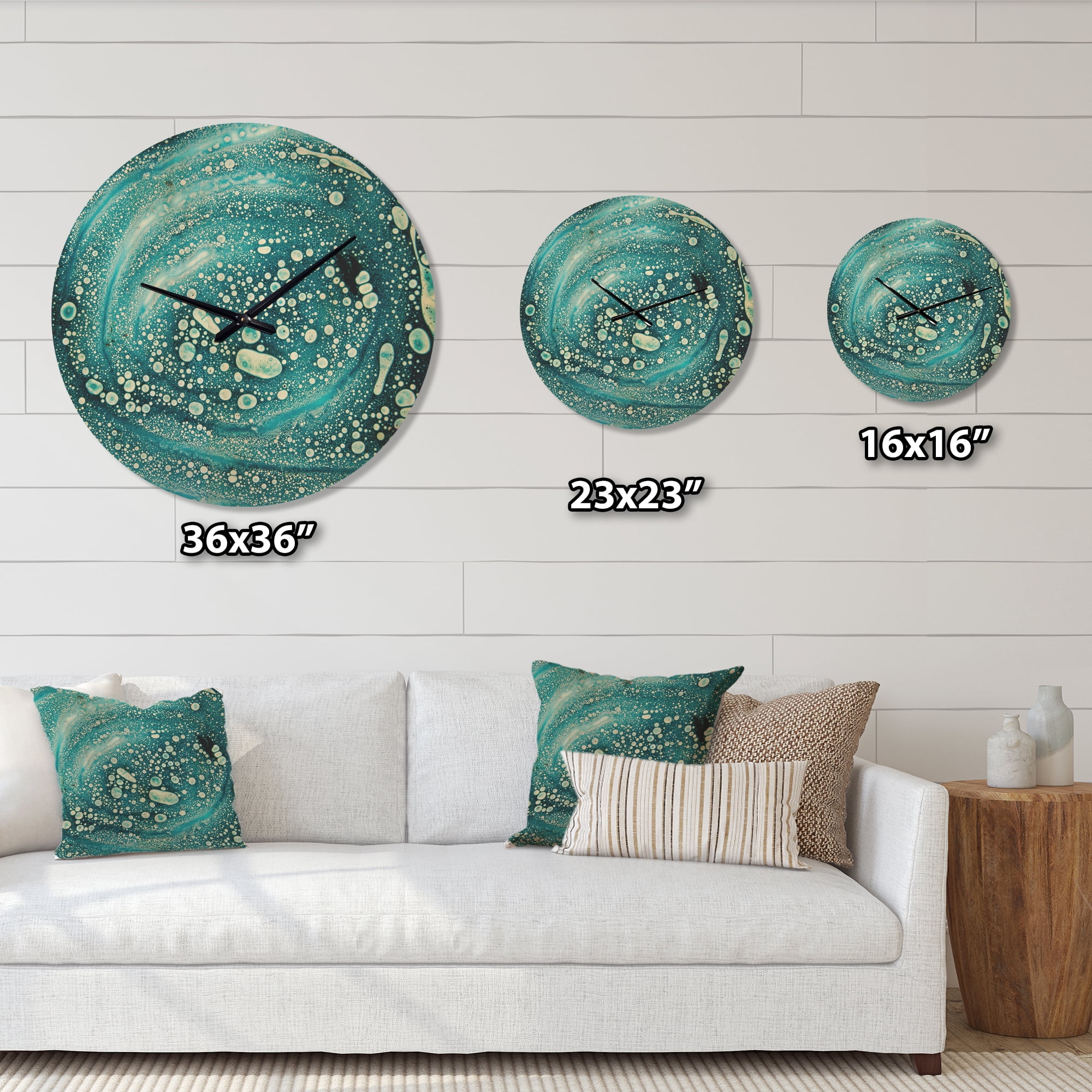 Designart 'Precious Blue Abstract Pattern' Modern Wood Wall Clock