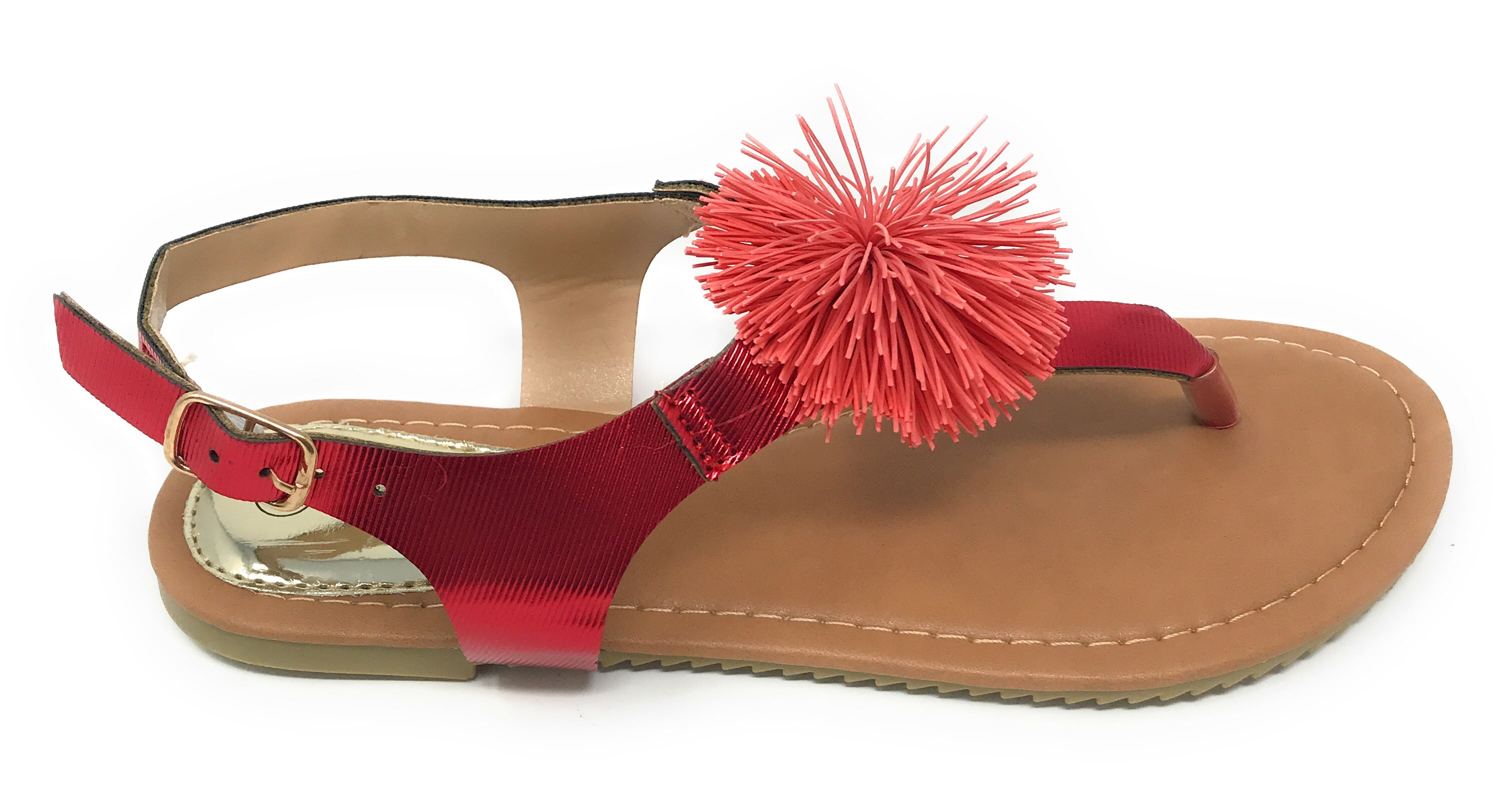 Victoria K Women's PomPom With Side Buckle Sandals