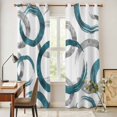 thumbnail image 4 of Turquoise Grey Kitchen Curtains 84 Inch Length, Geometric Circle Modern Abstract Simple Art Grommet Top Bedroom Living Room Curtains, Light Filtering Cafe Curtain Drapes 2 Panels Set 84''x84'', 4 of 9