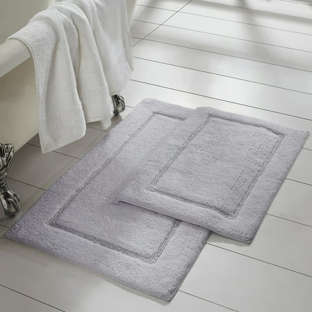 2 Pack Non Slip Soft Cotton Bath Rug Set In Silver Walmart Com