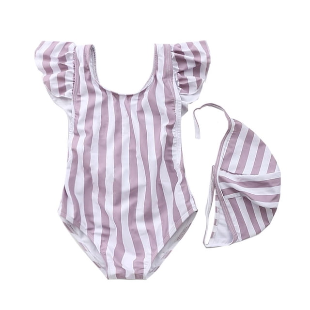 Odeerbi 2-24 Meses Traje de Baño de Una Sola Pieza Para Niñas Con Sombrero de Sol Traje de Baño de Verano Con Impresión Linda