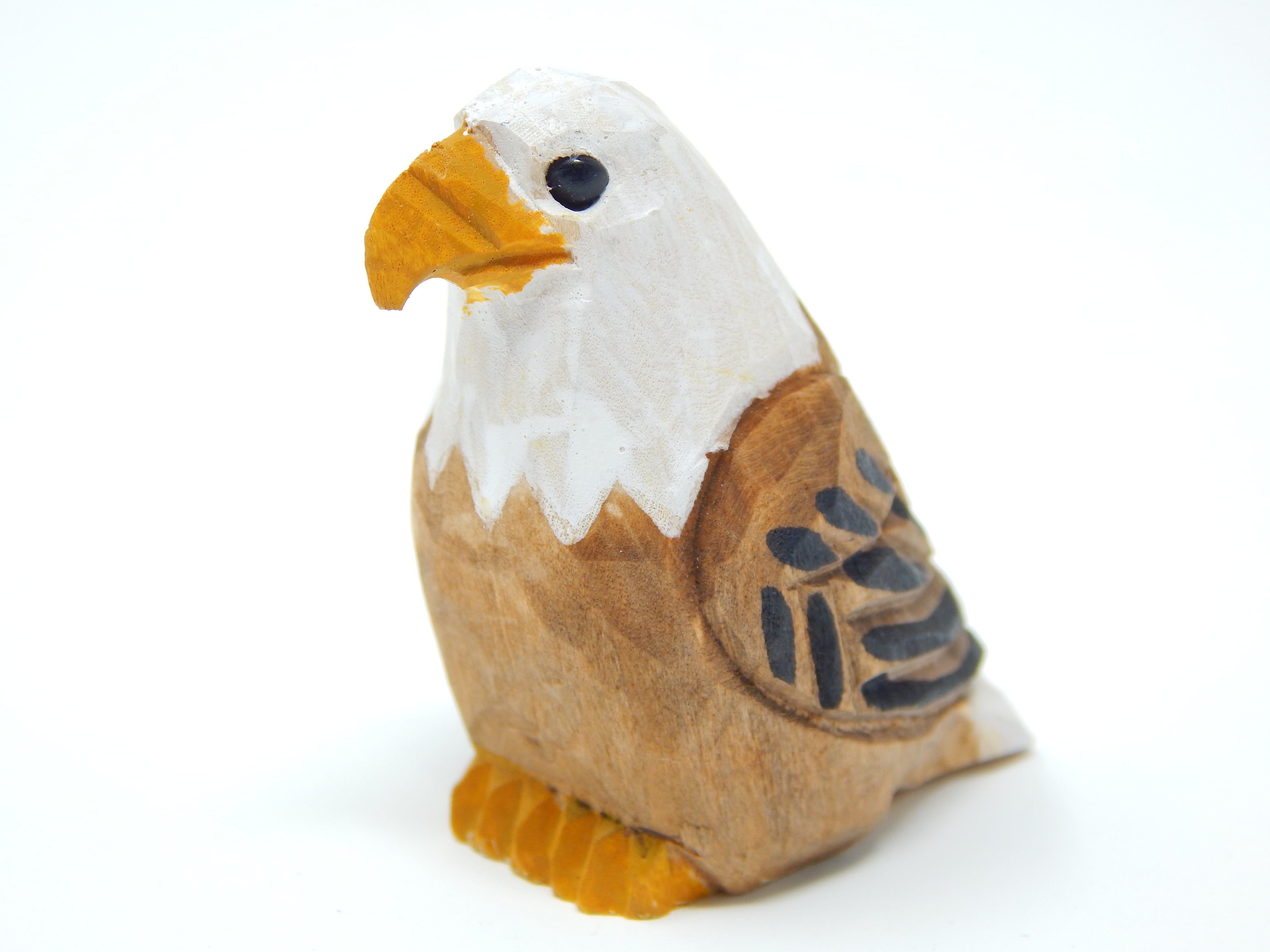 Bald Eagle Figurine - Small Wood Bird Statue Art Handmade Carving  Decoration Miniature Animals