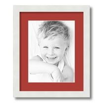 ArtToFrames 13x16 Matted Picture Frame with 9x12 Single Mat Photo Opening Framed in 1.25 Satin White Frame and 2 Deep Red Mat (FWM-3966-13x16)