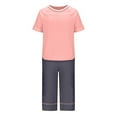 thumbnail image 7 of Feancey Womens Pajama 2 Piece Sets Short Sleeve Tops and Capri Pants Lounge Outfits Cotton Soft Pjs Two Piece Homewear Outfit with Built in Bra Orange M, 7 of 7