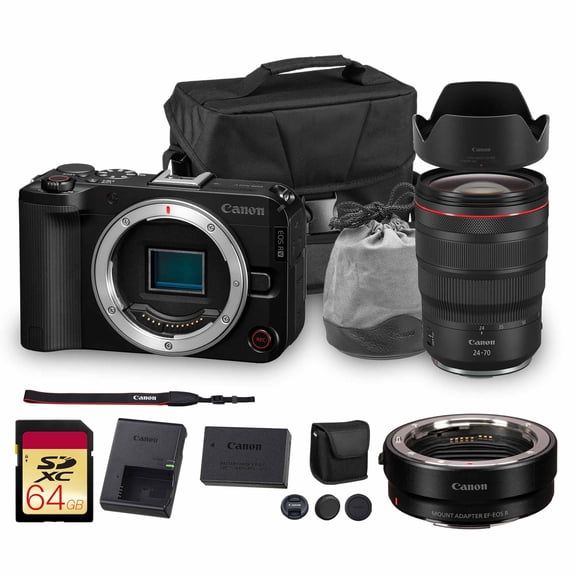 Canon EOS R50 V Mirrorless Camera | 24.2MP APS-C Sensor 4K Oversampled Video | Compact Beginner-Friendly Camera for Vlogging and Travel (6895C002)   Canon RF 24-70mm Lens   Adapter EF-EOS R   More