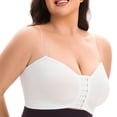 thumbnail image 7 of SXCXLSA Women Plus Size Strapless Bra Front Closure Wire Free Supportive Bandeau Bra for Everyday Comfort and Casual Wear White XXXL, 7 of 7