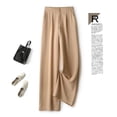 thumbnail image 2 of Pantalones de oficina holgados de pierna ancha para mujer, pantalón informal coreano, elástico, de cintura alta, recto, para verano, 2 of 5