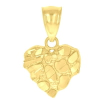 10k Yellow Gold Womens Nugget Heart Charm Pendant for Women
