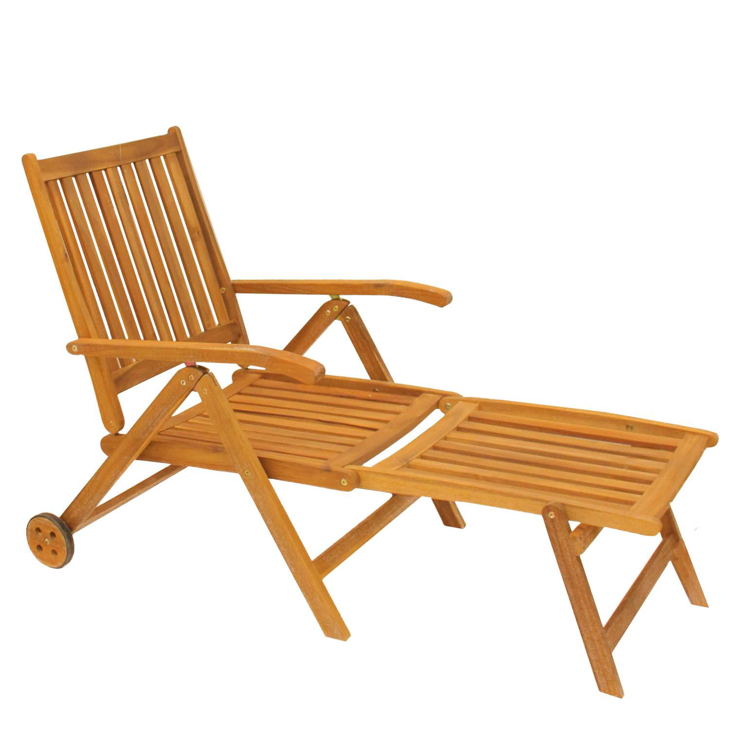 55" Acacia Wood Outdoor Patio Chaise Lounge Chair ...