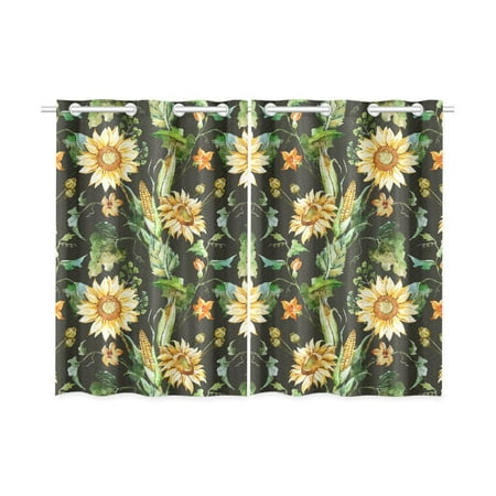 Where To Buy Nice Curtains MKHERT Beautiful Nice Sunflowers Window Curtains Kitchen Curtain Room Bedroom Drapes Curtains 26x39 inch, 2 Piece ()