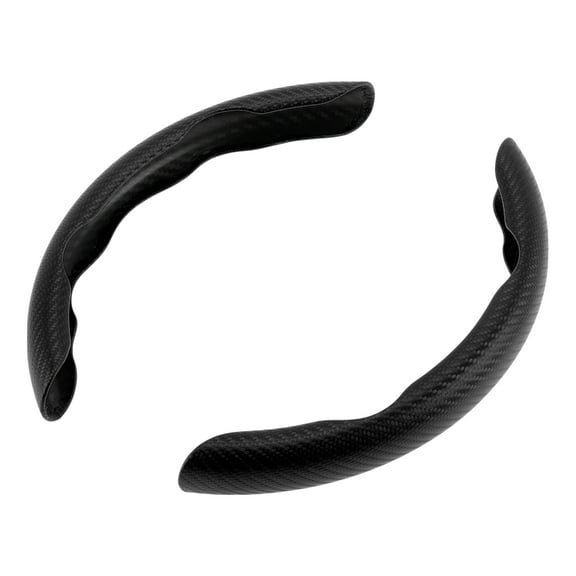 PU Artificial Leather Steering Wheel Cover ABS Car Steering Wheel Protector Black Carbon Fiber Pattern 1 Pair