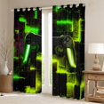 thumbnail image 2 of Homewish Futuristic Game Console Black Out Curtains, Green Lime Honeycomb Curtains Pack of 2 (42x63 Each), Teens Kids Boys Girls Bedroom Curtains, Black Out Curtains Room Decor, 2 of 5