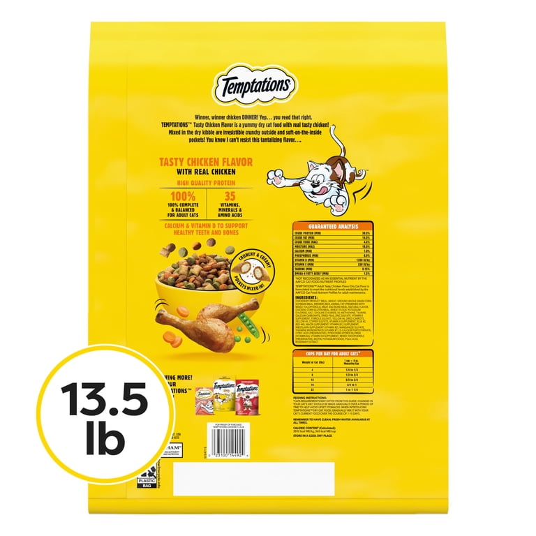 Temp-tations Adult Dry Cat Food Tasty Chicken Flavor 13.5 Lb Bag