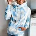 thumbnail image 3 of Fesfesfes Women Hooded Tie-Dyed Print Long Sleeve Pocket Loose Sweatshirt Hood Pullover Top Tops on, 3 of 9