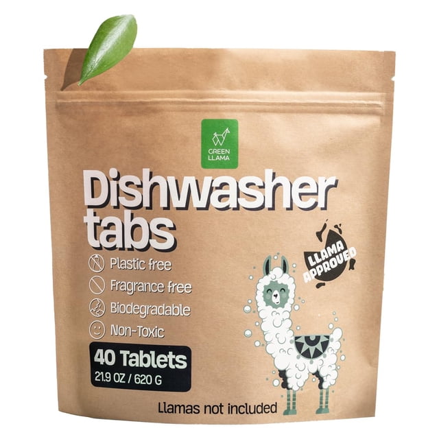 Tabletas para lavadora de platos Green Llama, paquete de 40