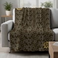 thumbnail image 2 of Brown Golden Floral Blanket Soft Cozy Warm Throw Blanket for Couch, Plush Fuzzy Flannel Fleece Blankets for Sofa, Modern Abstract Art Spring Flowers Bed Blankets Lightweight Gifts for Women, 50"x60", 2 of 9