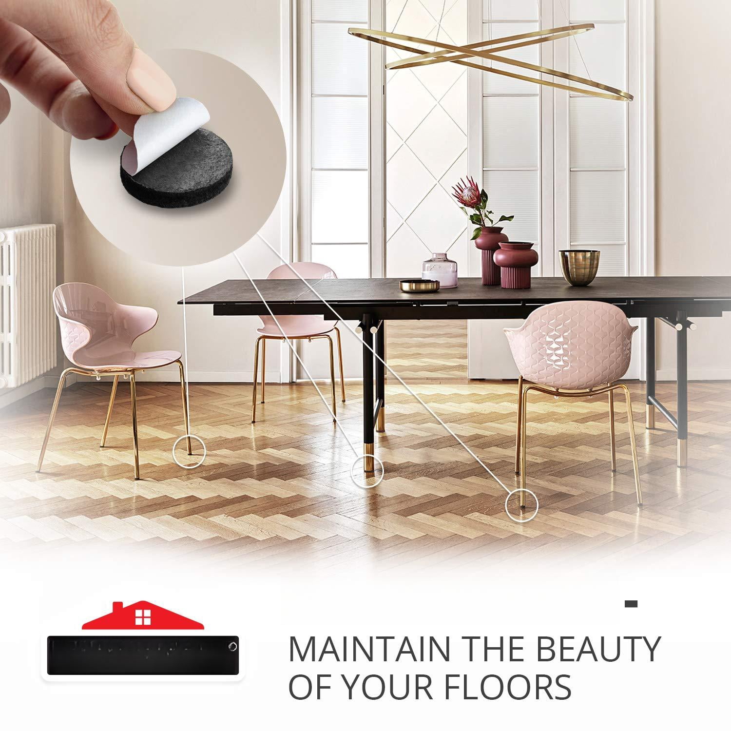 Felt Furniture Pads  - 48 1" Floor Protectors Feet Wood Floors Annoying Noise & Protect Your Hard Surfaces! (black)