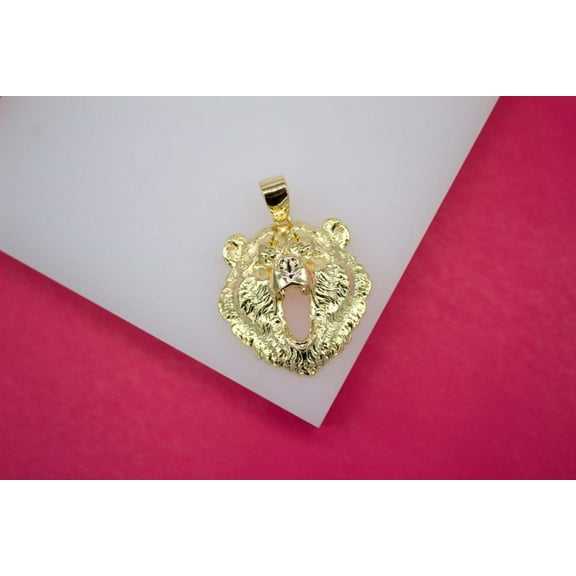 18K Gold Filled Bear Head Pendant (A123)