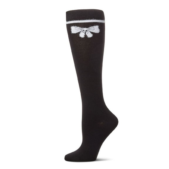 MeMoi Fuzzy Bow Knee High Socks - Girls - Female, 12, Black