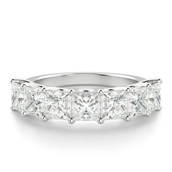 3.50 TCW Princess Cut Half Eternity Anniversary Ring 14K White Gold